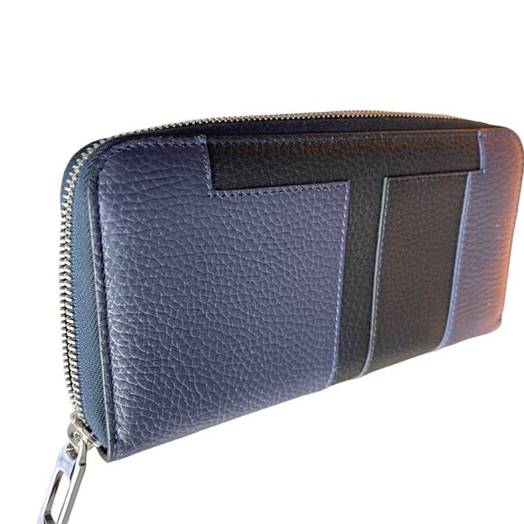 Tod's Italy Blue Zip Continental Wallet with Black T-panel, XAMTTTA0400FFX178L - Picture 2 of 10